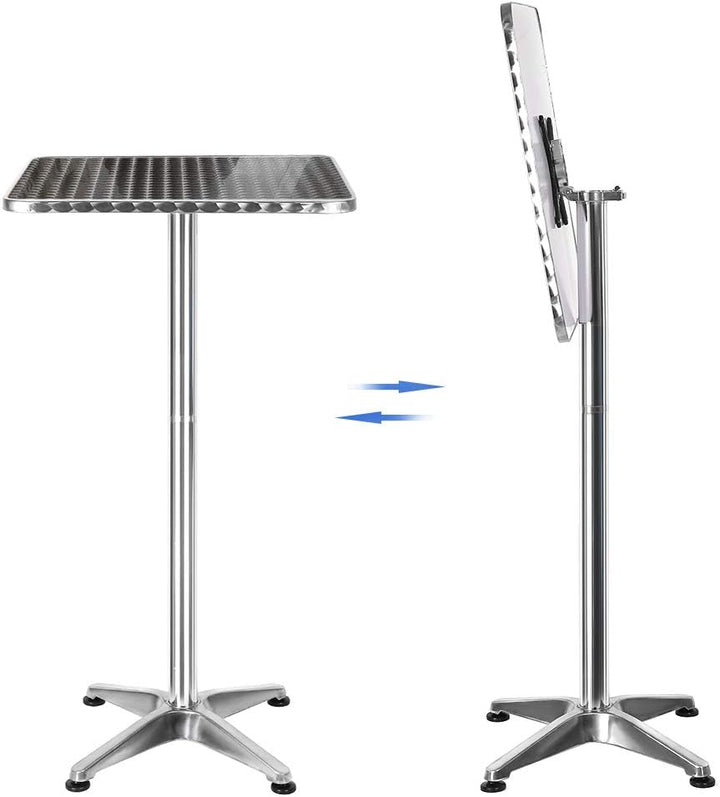 OHMG Bartisch, klappbar, quadratisch, Ø 60 cm, Esstisch, Aluminium, höhenverstellbar 70/110 cm, Pick