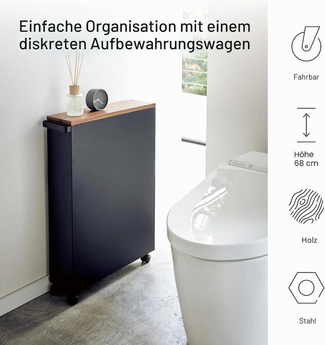 Semi-Closed storage cart - Tower - black Schwarz, Schwarz
