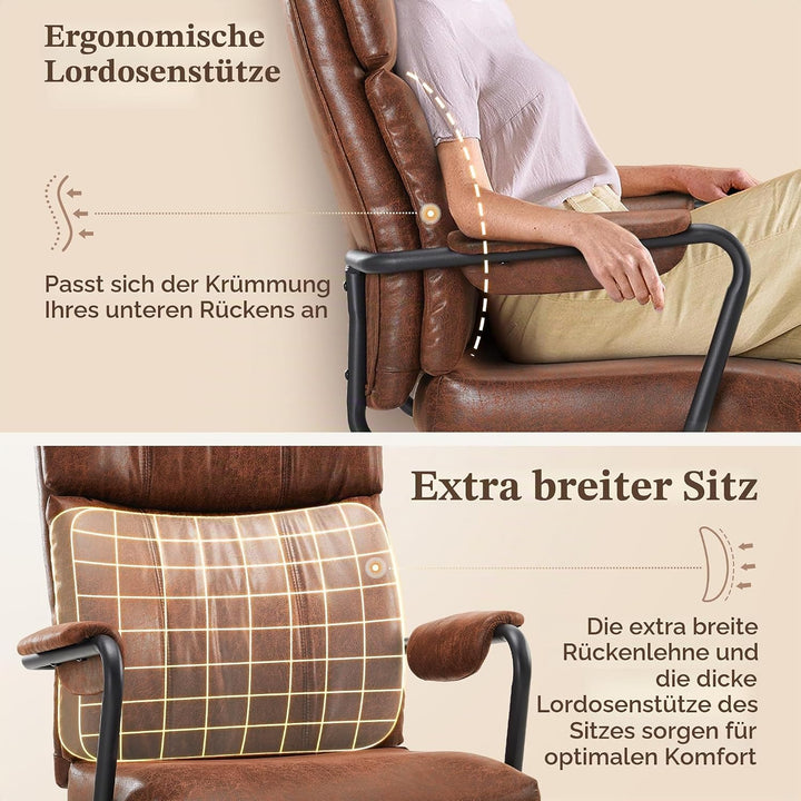 IWMH Bürostuhl Ergonomisch, Schreibtischstuhl für Arbeitszimmer, Drehstuhl mit Lumbalstütze, hoher R