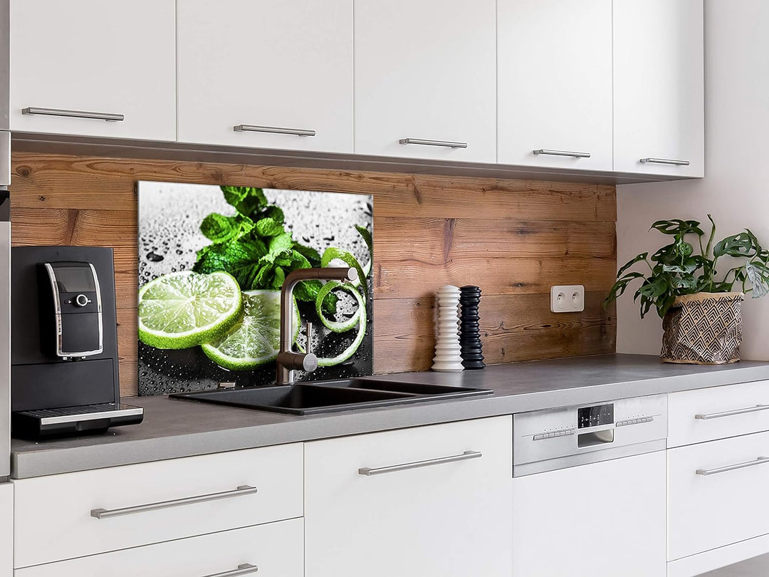 murando Spritzschutz Glas für Küche 80x60 cm Küchenrückwand Küchenspritzschutz Fliesenschutz Glasbil