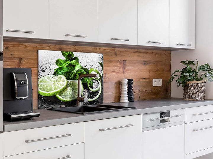 murando Spritzschutz Glas für Küche 80x60 cm Küchenrückwand Küchenspritzschutz Fliesenschutz Glasbil