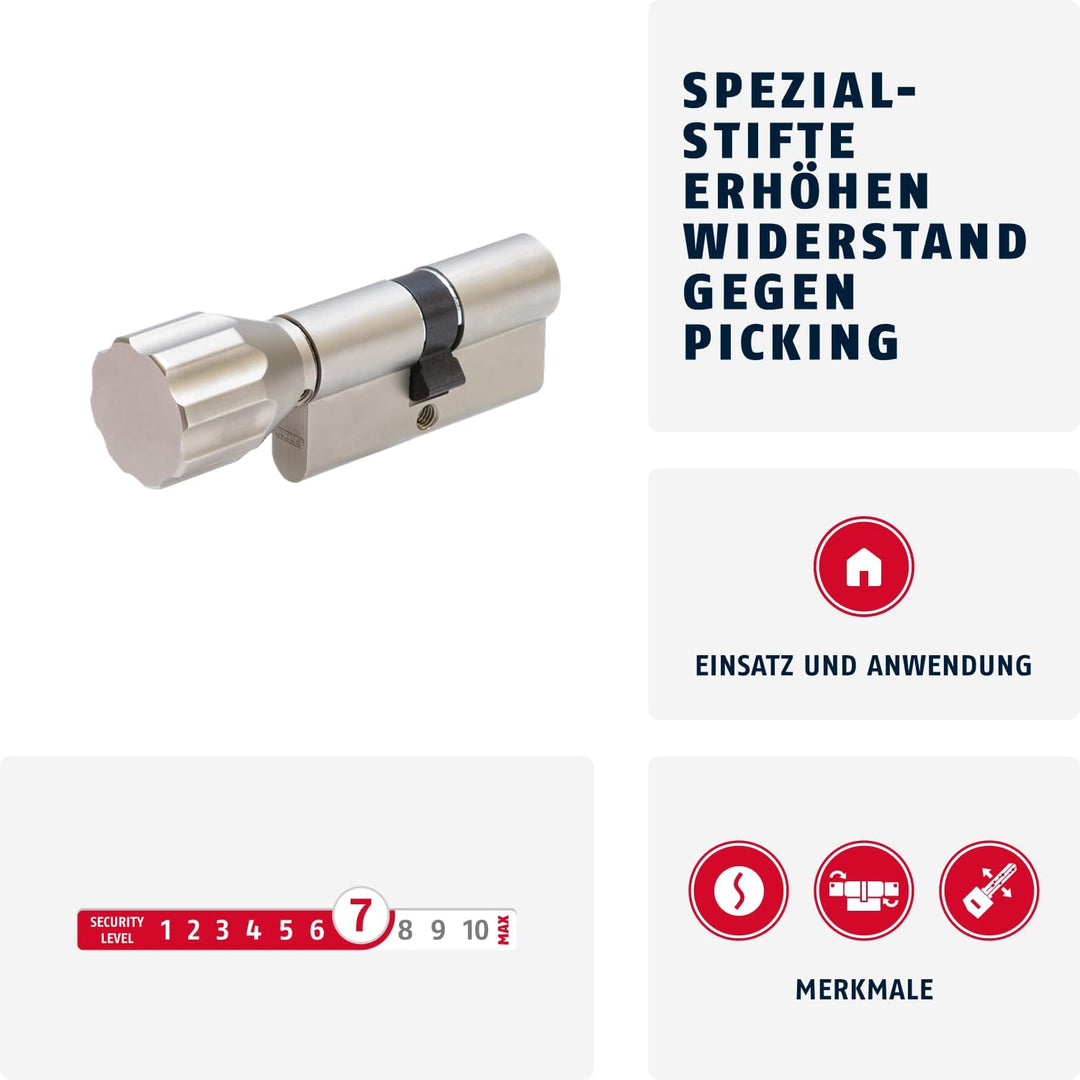 ABUS Profil-Zylinder KD6XNP 30/30 mit Codekarte und 5 Schlüsseln, 50716