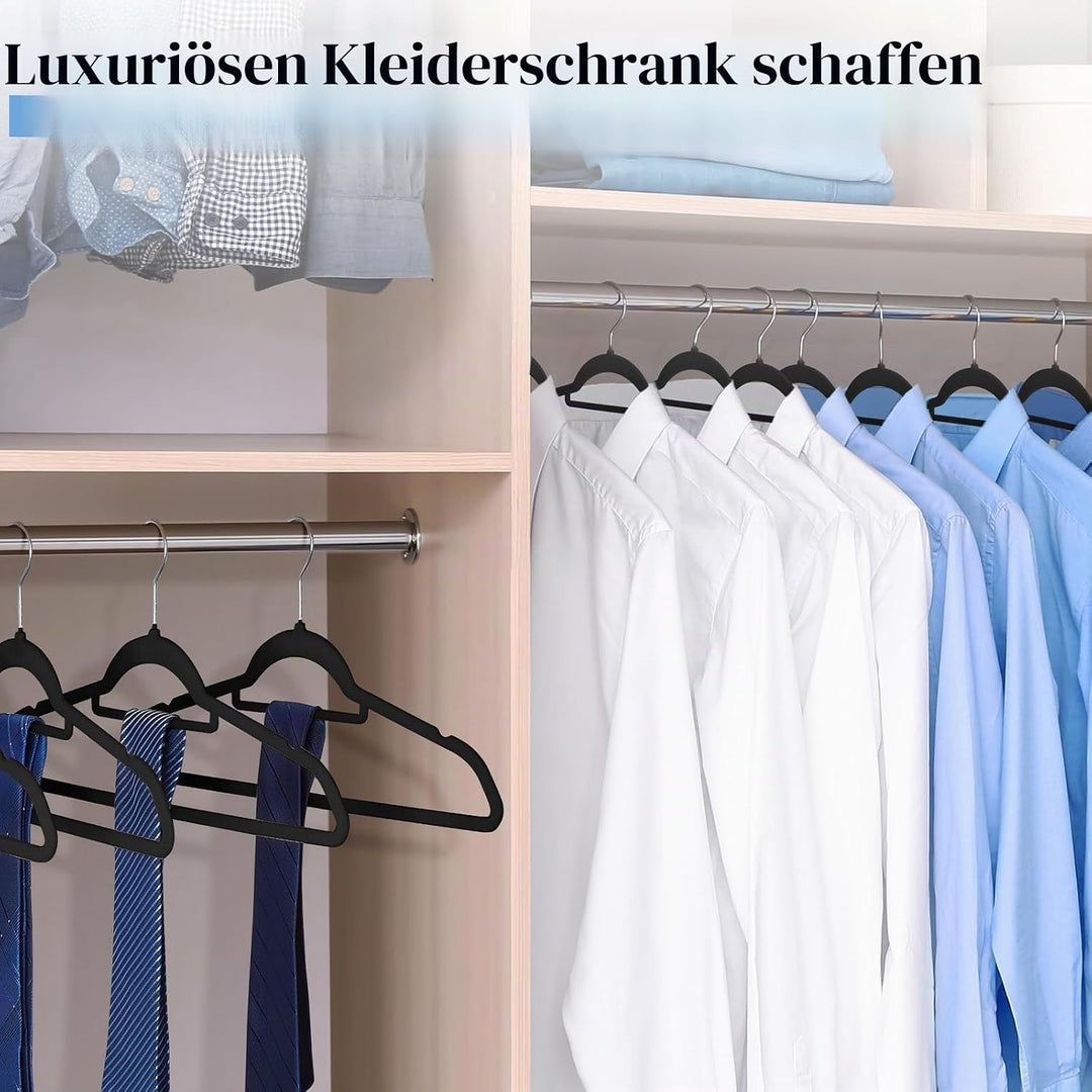 HOUSE DAY Kleiderbügel Samt 180 stück,Kleiderbügel Platzsparend Rutschfester mit Krawattenhalter,361