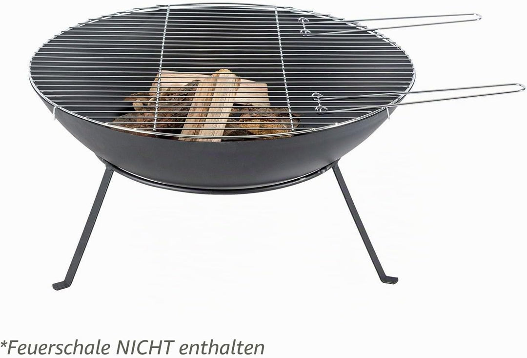 Homescapes abnehmbarer Grillrost mit Handgriffen, für Feuerschalen, 60cm Durchmesser Silber