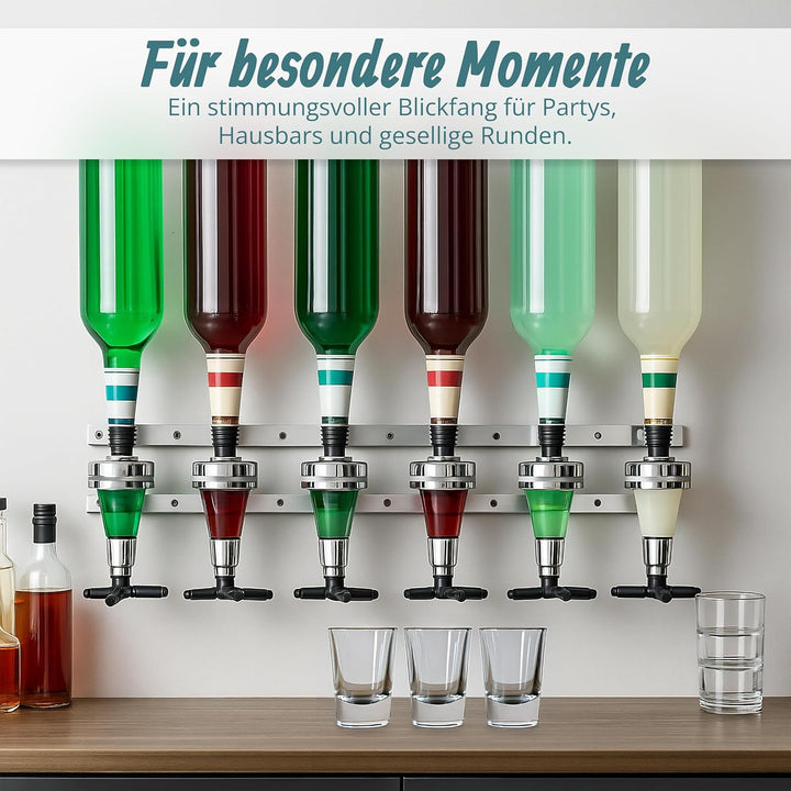 Relaxdays Barbutler Wand, Portonierer für 6 Flaschen, Profi Portionierer 3 cl, Bar Accessoire, HBT: