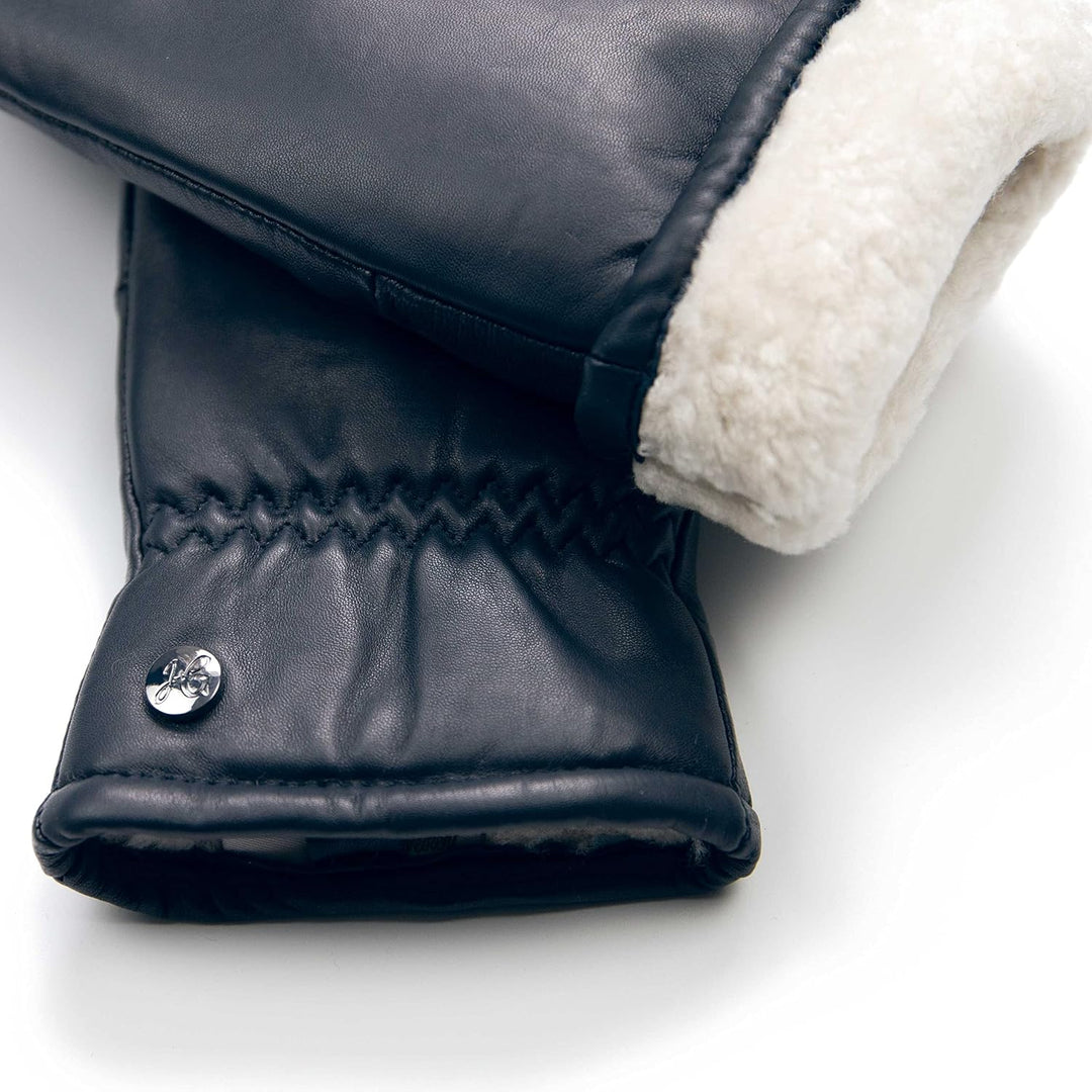 Fäustlinge aus reinem Merino Lammfell und robustem Lammnappa Leder, Touchscreen-fähig, Damen, Lammfe