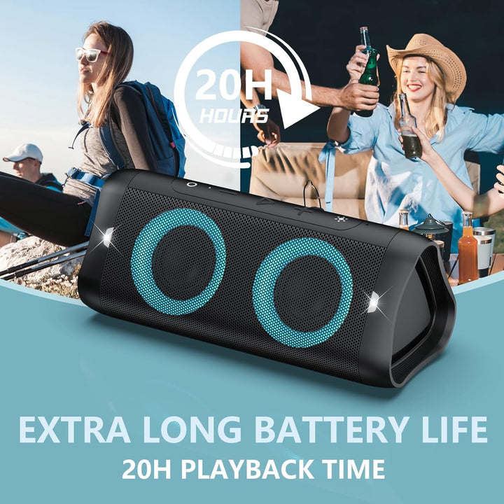 DONOW Bluetooth Lautsprecher mit Licht, 30W Stereo Sound, Musikbox Bluetooth Box mit IPX5 wasserdich