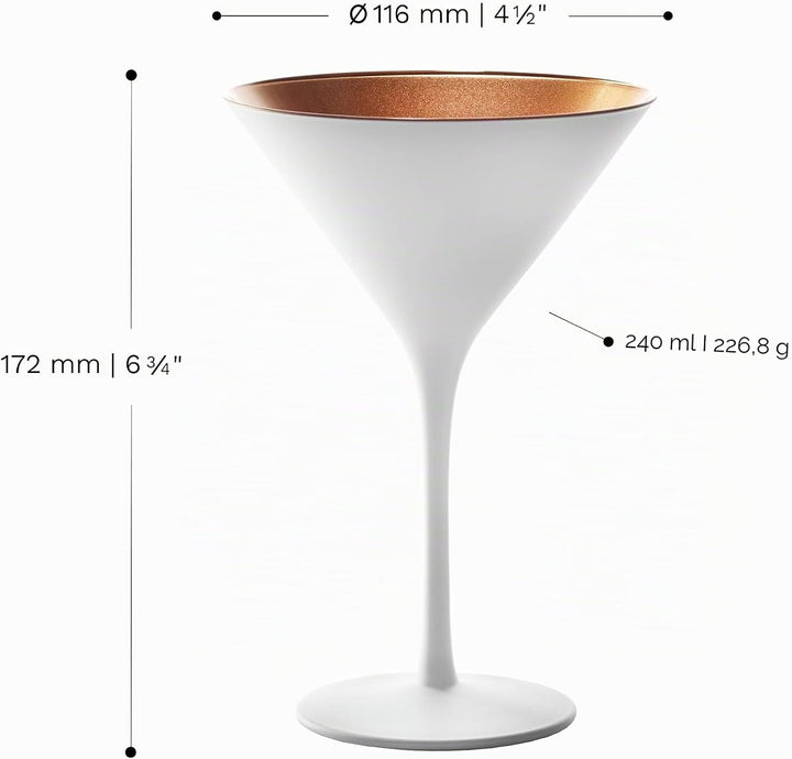 Stölzle Lausitz Cocktailschale Elements 240ml I Martini Gläser 6er Set I weiss-bronze I Cocktailgläs