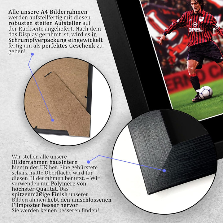 HWC Trading FR A4 Paolo Maldini Mailand Gifts gedrucktes Autogramm für Fans und Fans – A4 gerahmt (G