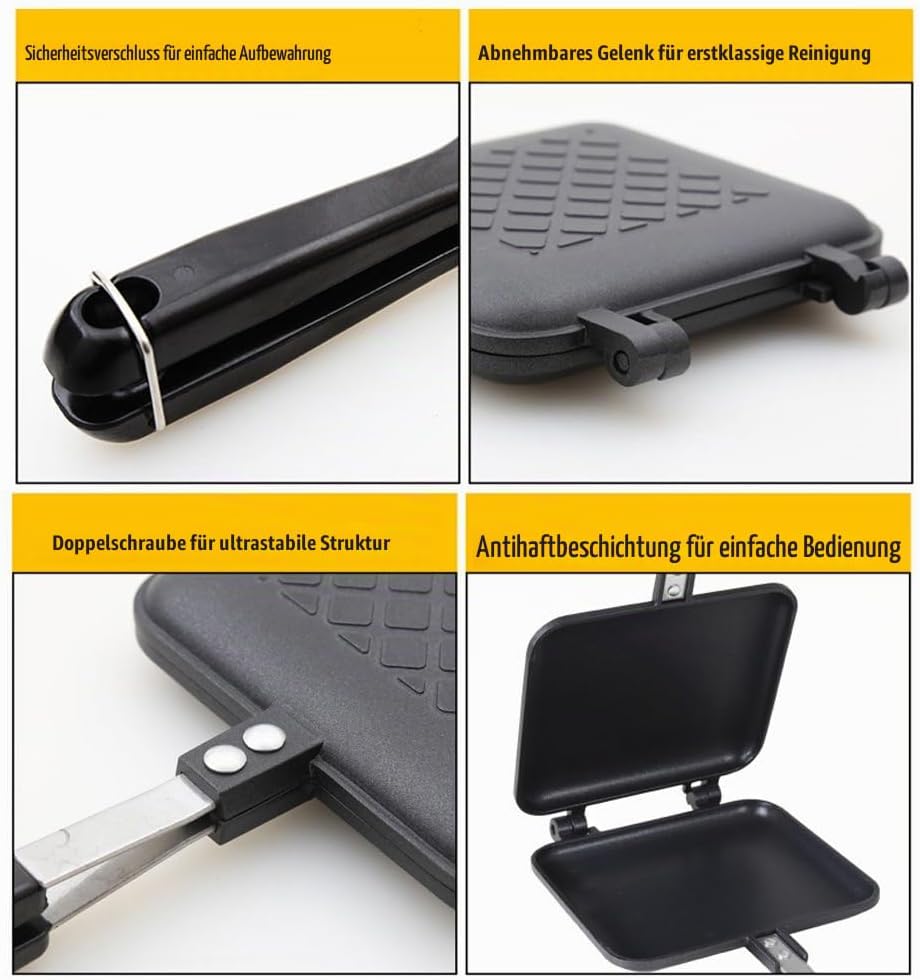 TAMUME Geröstetes Sandwich-Eisen-Maker Antihaftbeschichtung für Frühstück Set Herd Toaster Grösse fü