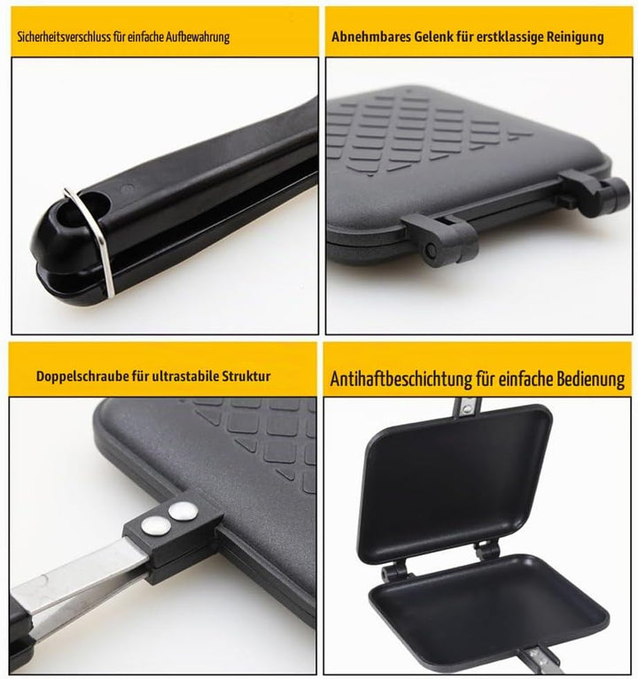 TAMUME Geröstetes Sandwich-Eisen-Maker Antihaftbeschichtung für Frühstück Set Herd Toaster Grösse fü