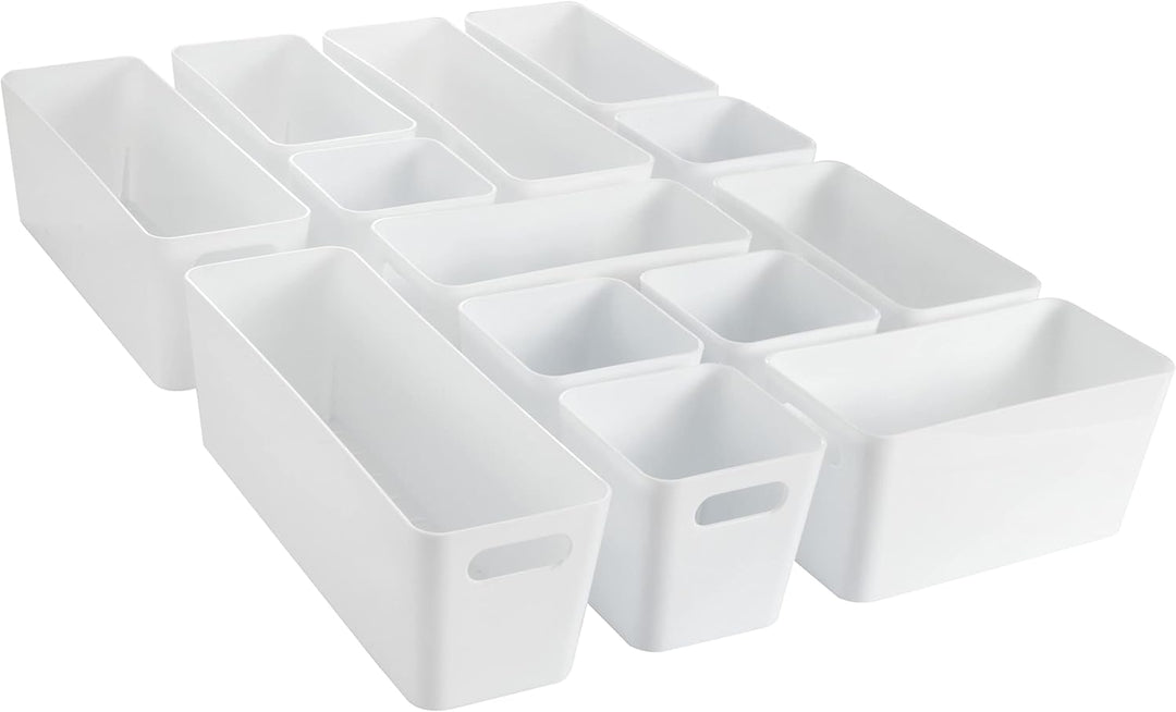 13 Teile Organizer Set - 10 cm hoch - weiss - Boxen in 3 Grössen - Schubladeneinsatz - passend für S
