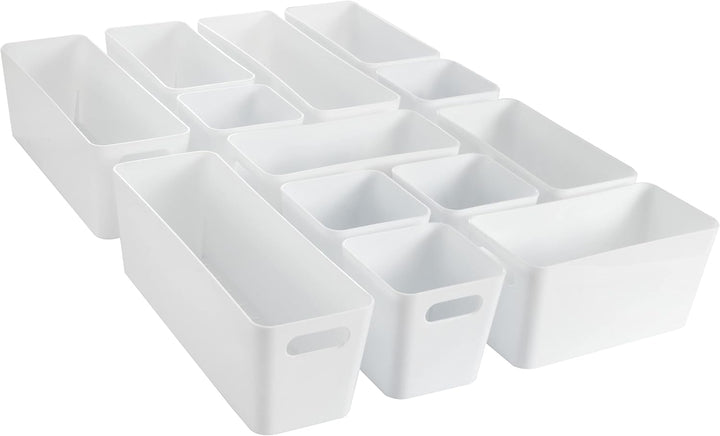 13 Teile Organizer Set - 10 cm hoch - weiss - Boxen in 3 Grössen - Schubladeneinsatz - passend für S