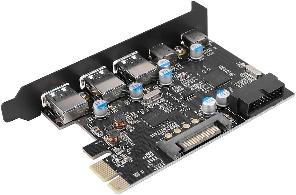 ASHATA 5-Port USB PCIe Express Controllerkarte, USB 3.0/Type-C zu PCI-E Erweiterungskarte Schnittste