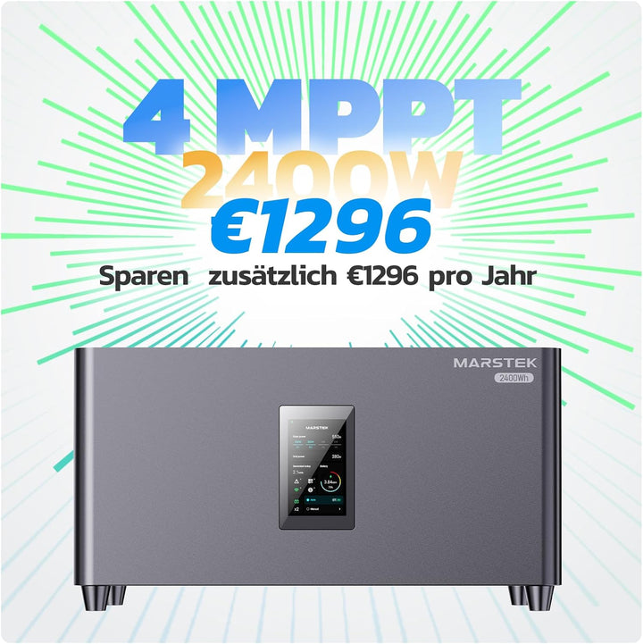 MARSTEK All-in-One Balkonkraftwerk mit Speicher,4 MPPT 2400W Solareingang, 0.64kWh Akkukapazität, 60