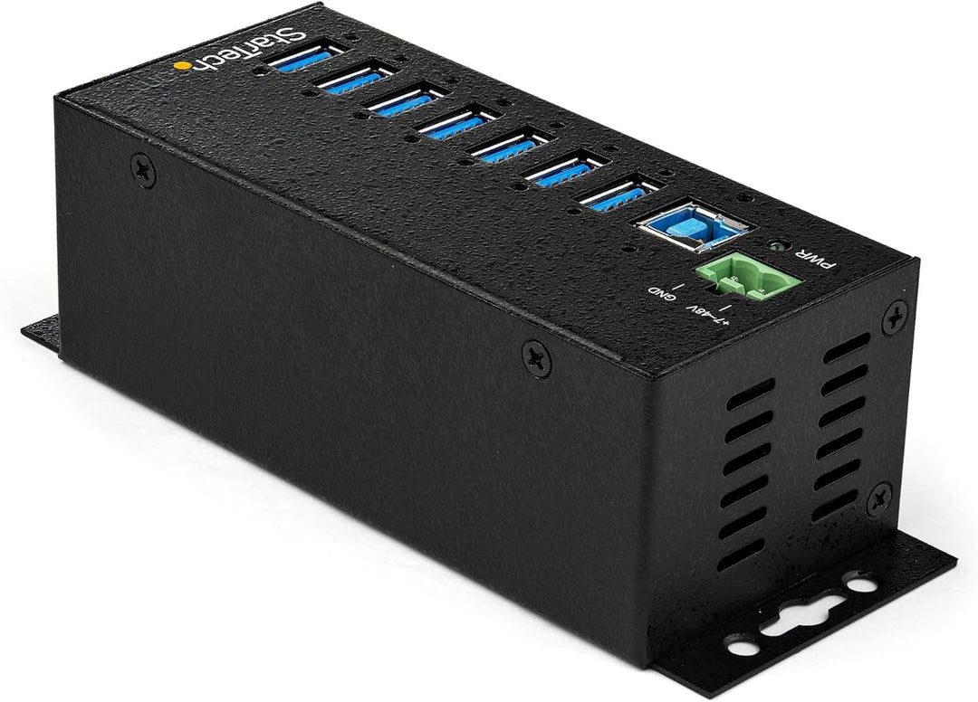 StarTech.com USB 3.0 Hub (7-Port, Din-Rail, Industrielle Anwendung, externes Netzteil, Überspannungs