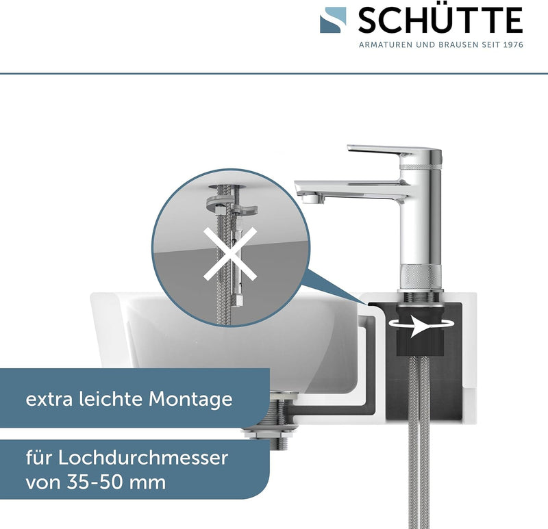 SCHÜTTE 33410 LIVERPOOL Waschtischarmatur in edlem chrom-glänzend Design, Wasserhahn für Ihr Bad mit