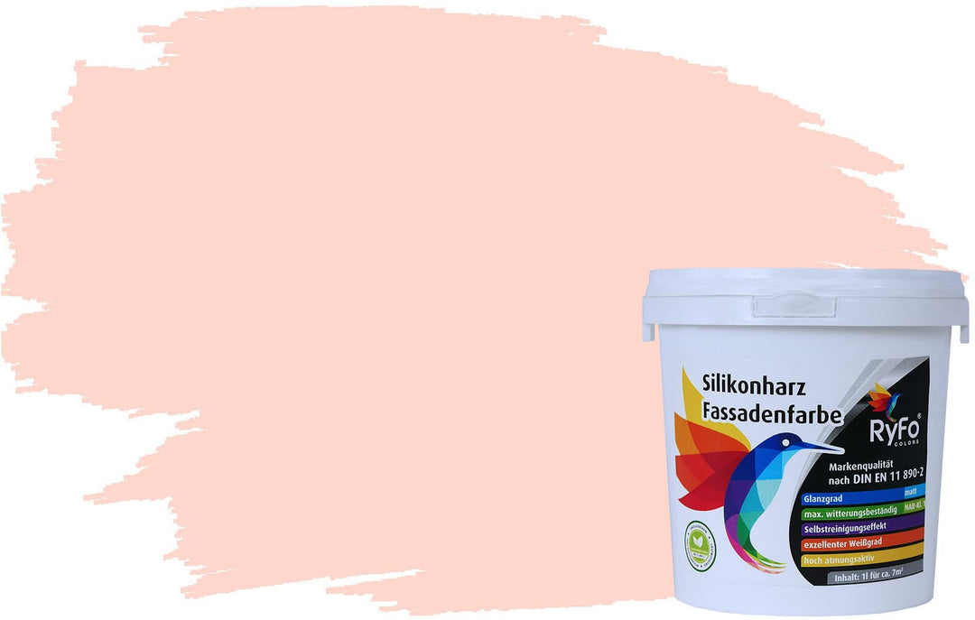 RyFo Colors Silikonharz Fassadenfarbe Lotuseffekt Trend Einhornrosa 1l - bunte Fassadenfarbe, weiter