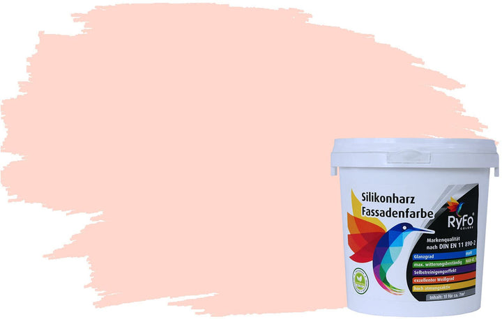 RyFo Colors Silikonharz Fassadenfarbe Lotuseffekt Trend Einhornrosa 1l - bunte Fassadenfarbe, weiter