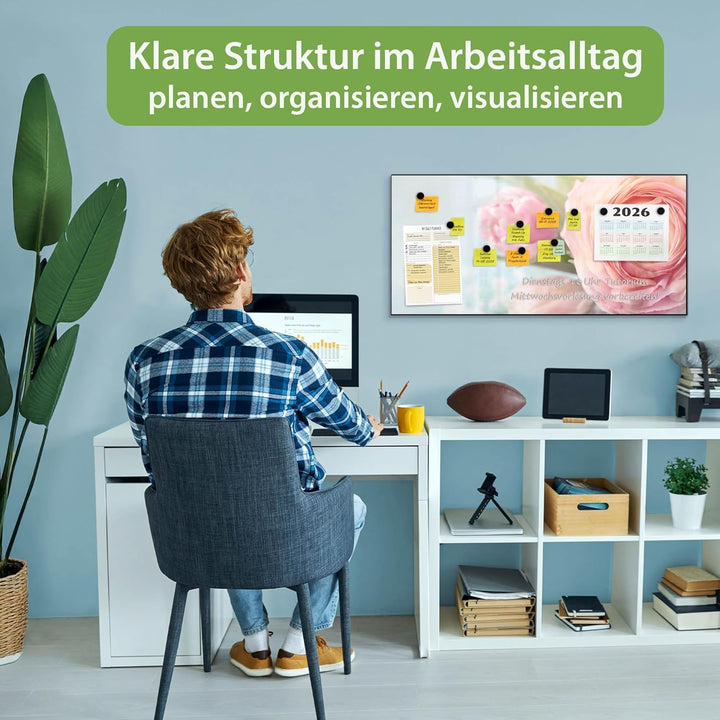 banjado Magnettafel schwarz 78 x 37cm / Magnetwand Metall/Magnetpinnwand als Memoboard/Pinnwand Magn