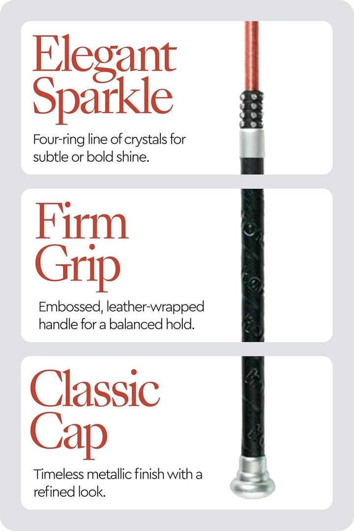 Horze Lightweight Dressage Whip with Bling and Leather Grip Handle Marron(BR) 120, Marron(BR) 120