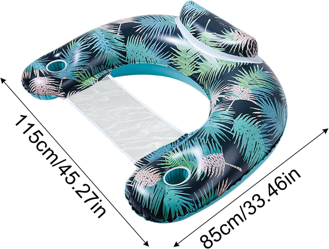 Palm Leaf Pool Float,Schwimmstuhl für Erwachsene - Schwimmbad-Wasserstuhl mit Getränkehalter,Schwimm