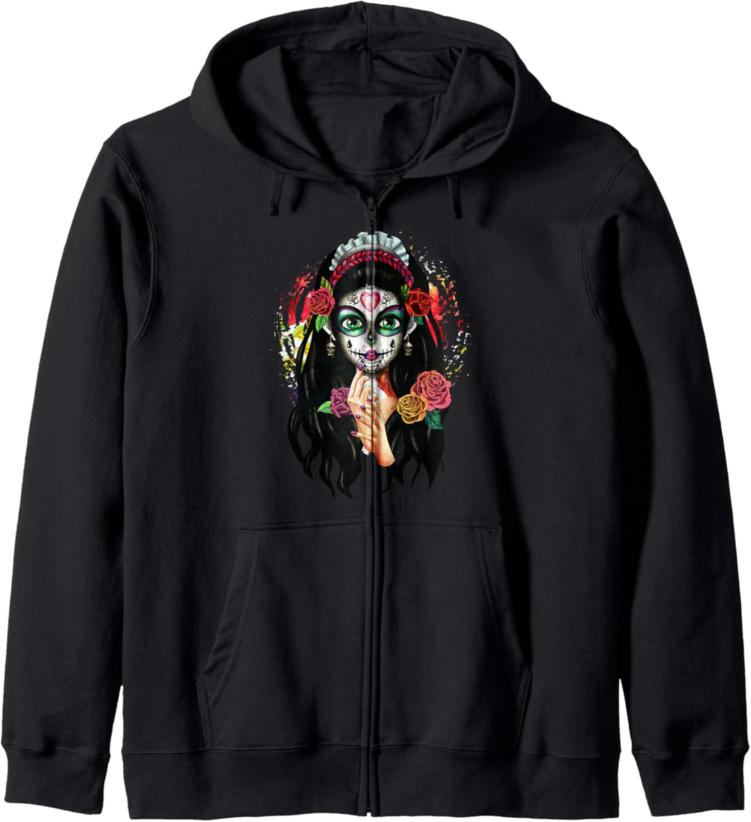 Día de los Muertos La Catrina Day of the Dead Sugar Skull Kapuzenjacke