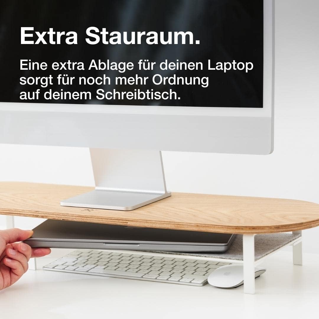 Woodcessories Monitorständer Holz Eiche - Ergonomisch Schreibtisch Monitorerhöhung / Bildschirmerhöh