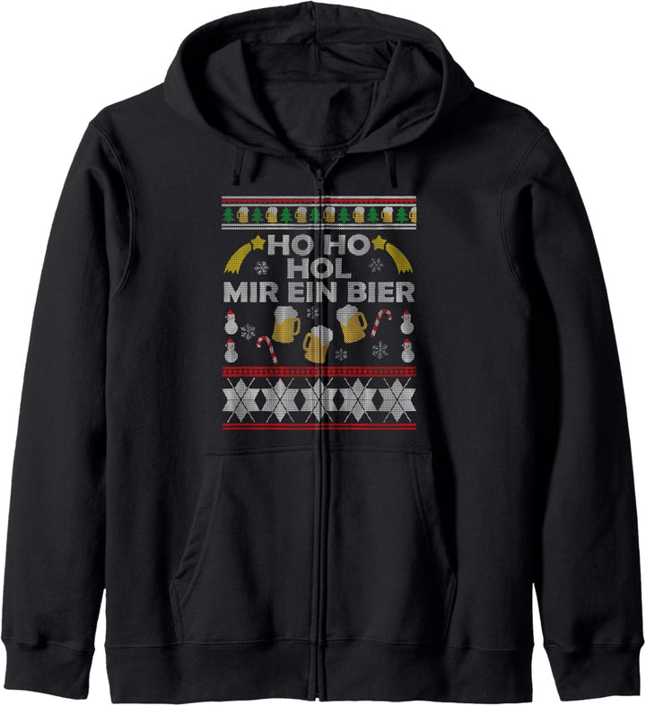 HoHoHol mir mal ein Bier Ugly Christmas Biertrinker Geschenk Kapuzenjacke