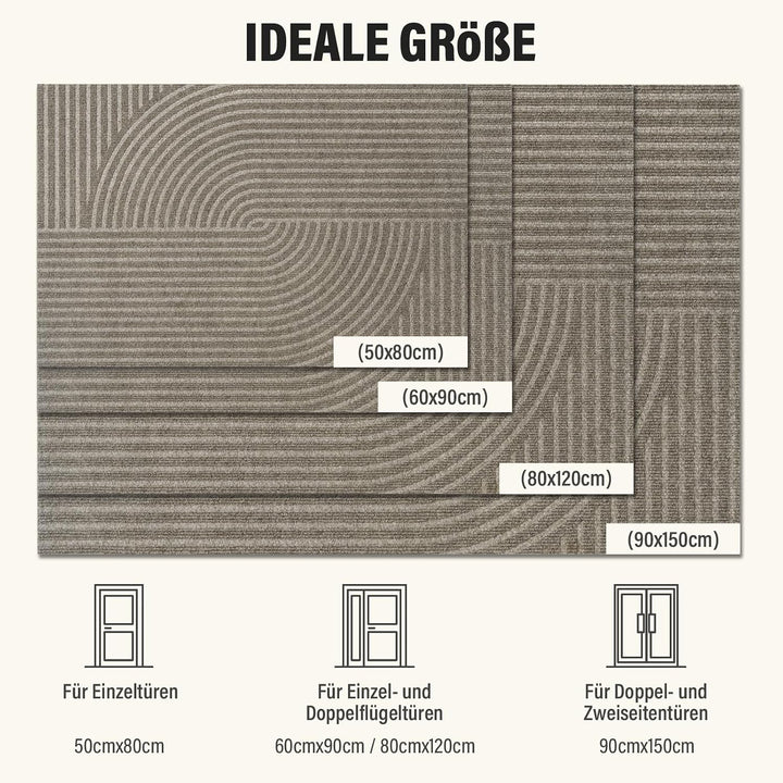 Schmutzfangmatte Innen Aussen 50x80cm, rutschfeste Fussmatte mit Saugkraft, Fussmatte Waschbar Langl