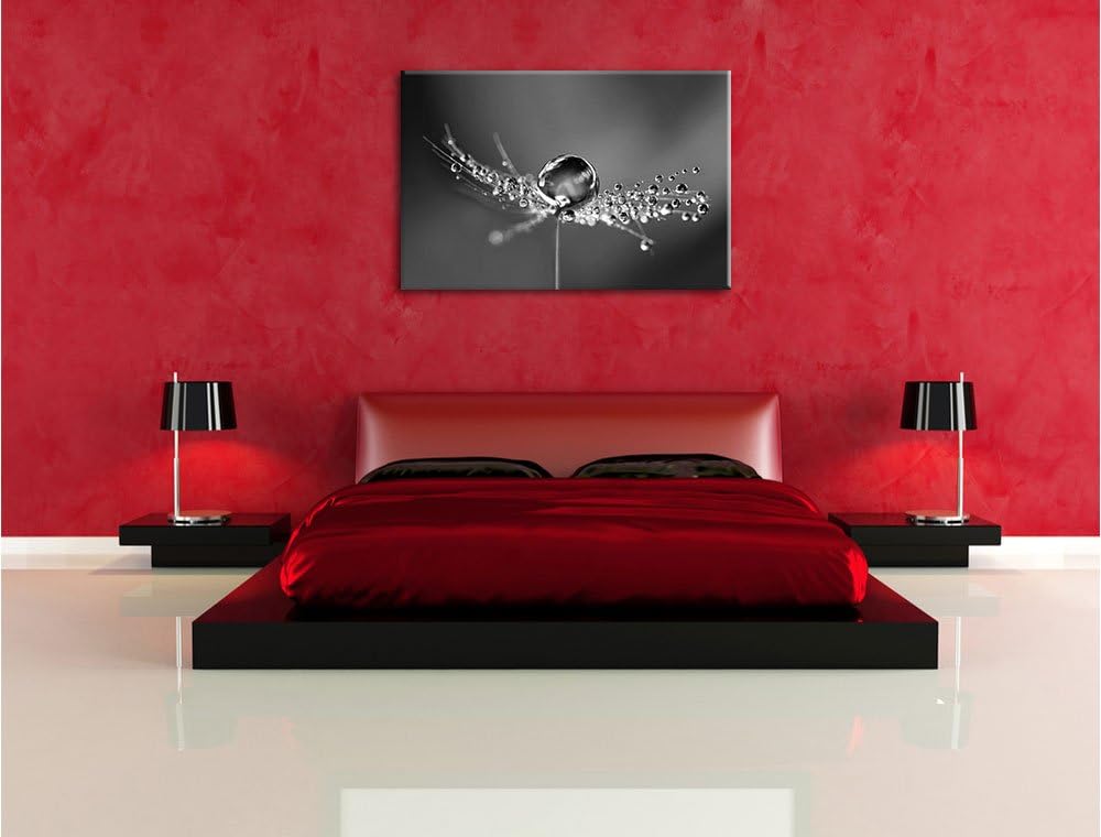 Pixxprint Wassertropfen auf Einer Pusteblume als Leinwandbild/Grösse: 100x70 / Wandbild/Kunstdruck/f