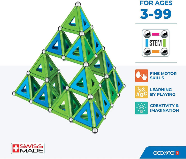 Geomag - Classic Masterbox Magnetische Bausteine für Kinder, Magnetisches Spielzeug, Grüne Kollektio