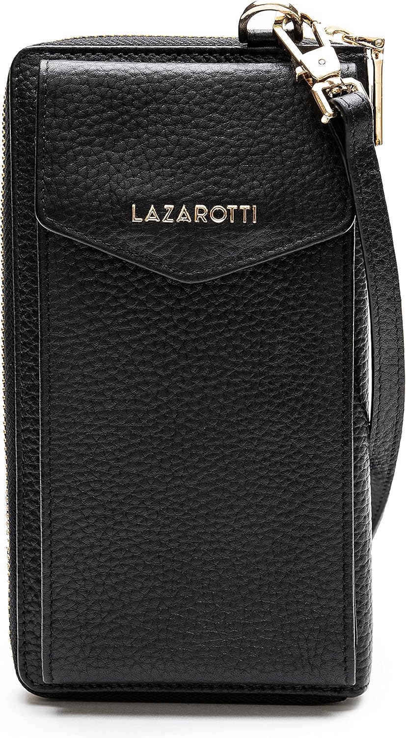 Lazarotti Bologna XL Leder Damen-Geldbörse & Handytasche (2-in-1) | 16 Kartenfächer | zum Umhängen m