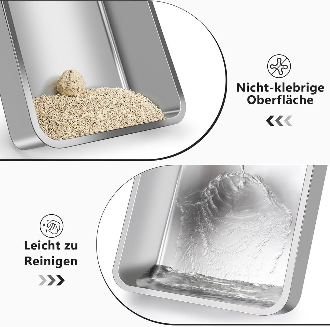 FURTIME Katzenklo Edelstahl XL, Katzentoilette Edelstahl 30L Katzenklo Gross mit Katzenstreuschaufel