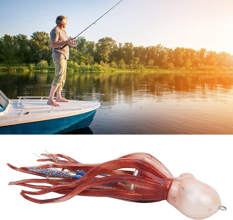 Alomejor Angeln Octopus Lure, TPE Red Fishing Octopus Lure Tragbarer Künstlicher Tintenfischköder fü