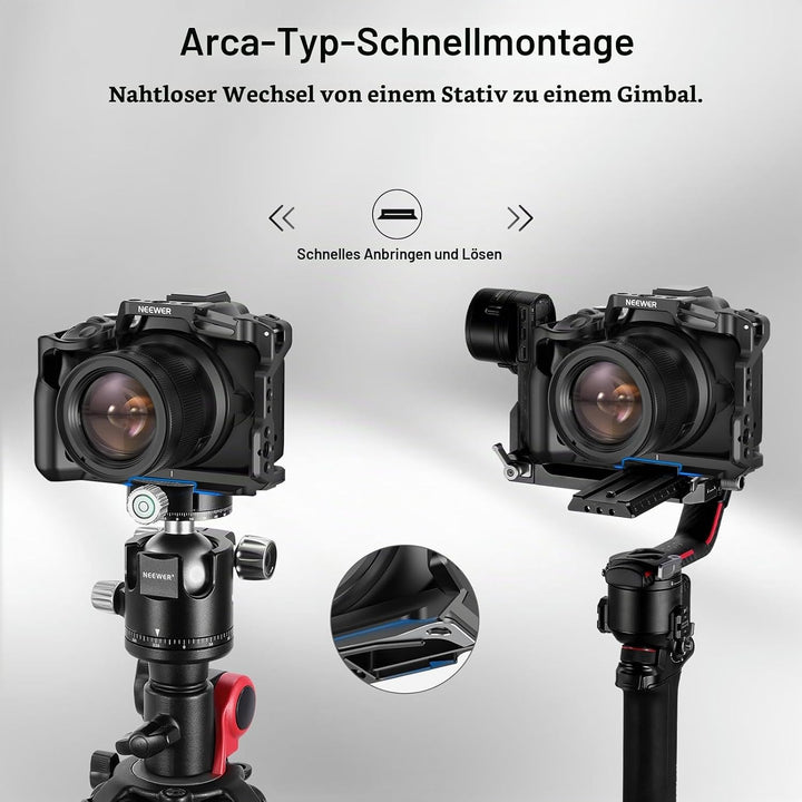 NEEWER R50 Kamerakäfig kompatibel mit Canon EOS R50, Aluminium Video Rig mit NATO Schiene, 1/4" Gewi