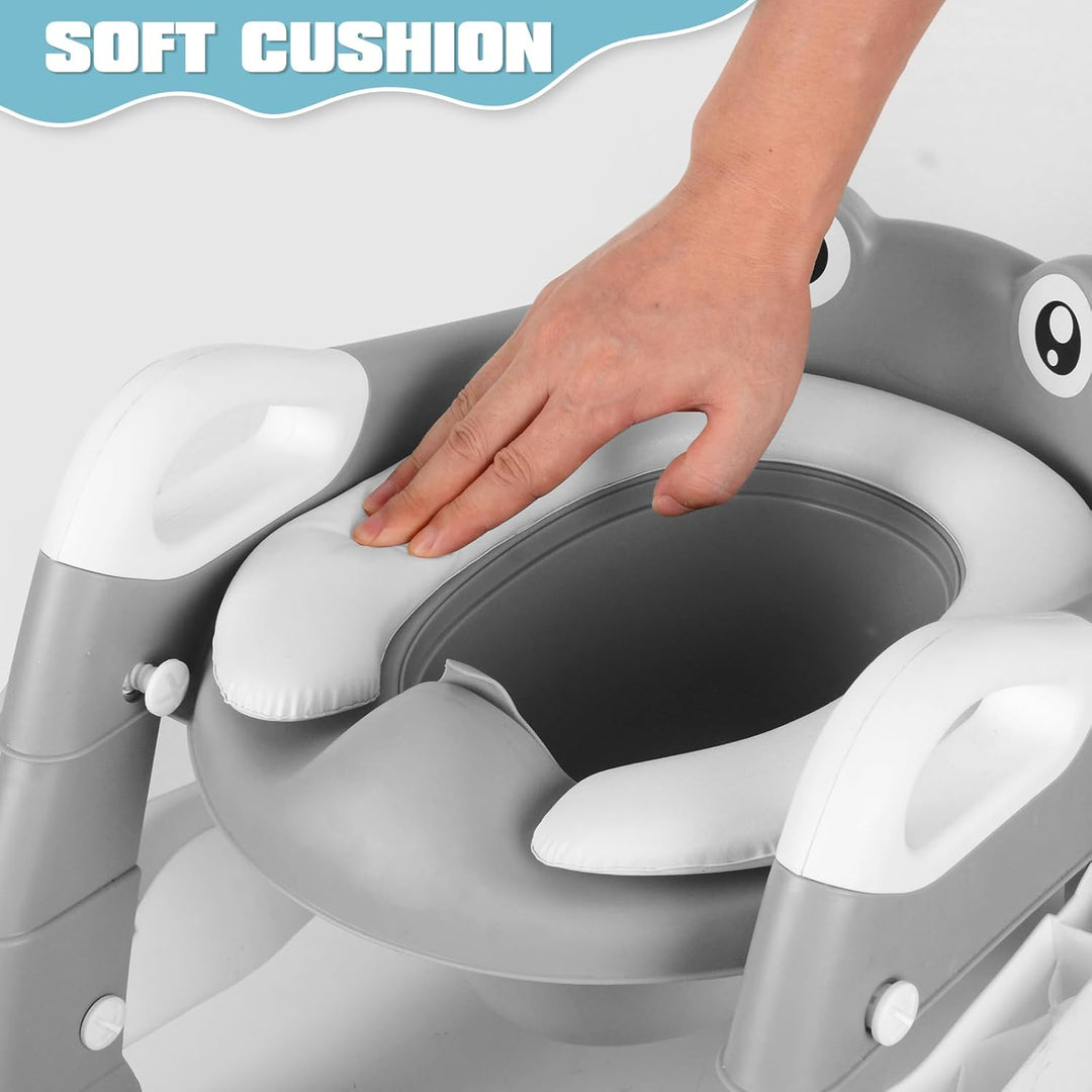 Toilettensitz Kinder mit Treppe, 2 in 1 Töpfchen für Kinder Toilettenaufsatz Kinder mit Spritzschutz