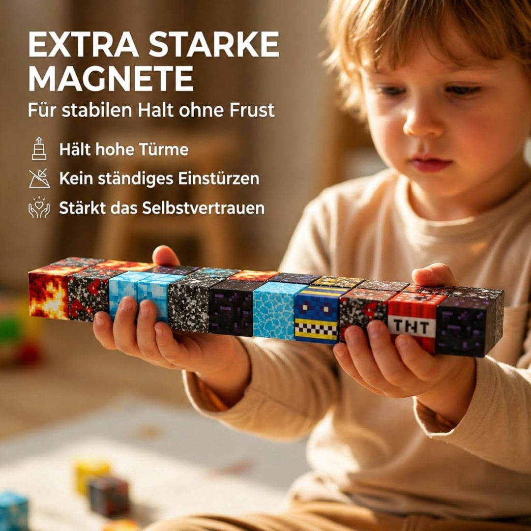 Mangetische Bausteine 100 Teile - Stem Spielzeug Magnetsteine ab 3 Jahre, Magnetwürfel inkl. Beutel