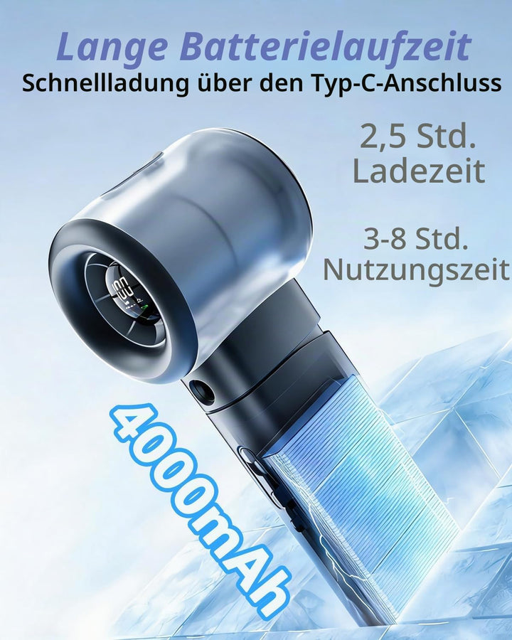 Tragbarer Turbo Handventilator mit Wasserkühlung, Kleiner Sprühventilator USB Wiederaufladbar, Digit