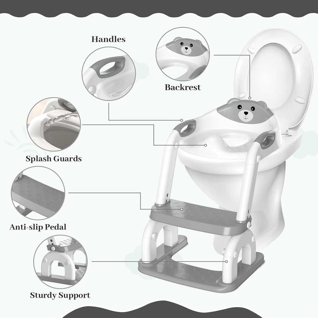 Toilettenleiter für Kinder, höhenverstellbare Toilettenleiter klappbar auch als Tritthocker verwendb
