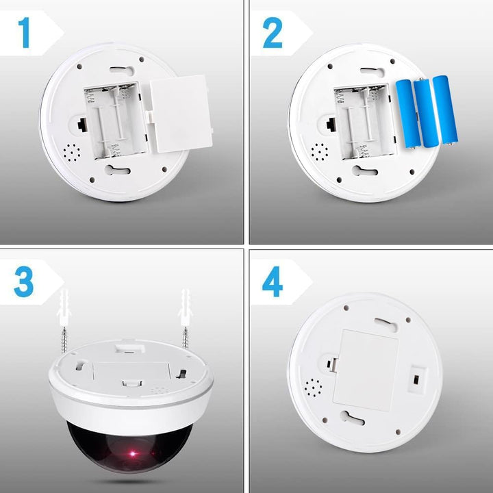 ERWEY Kamera Attrappe mit Objektiv und Rotem LED Licht für Wand und Decke, Videoüberwachung Warensic