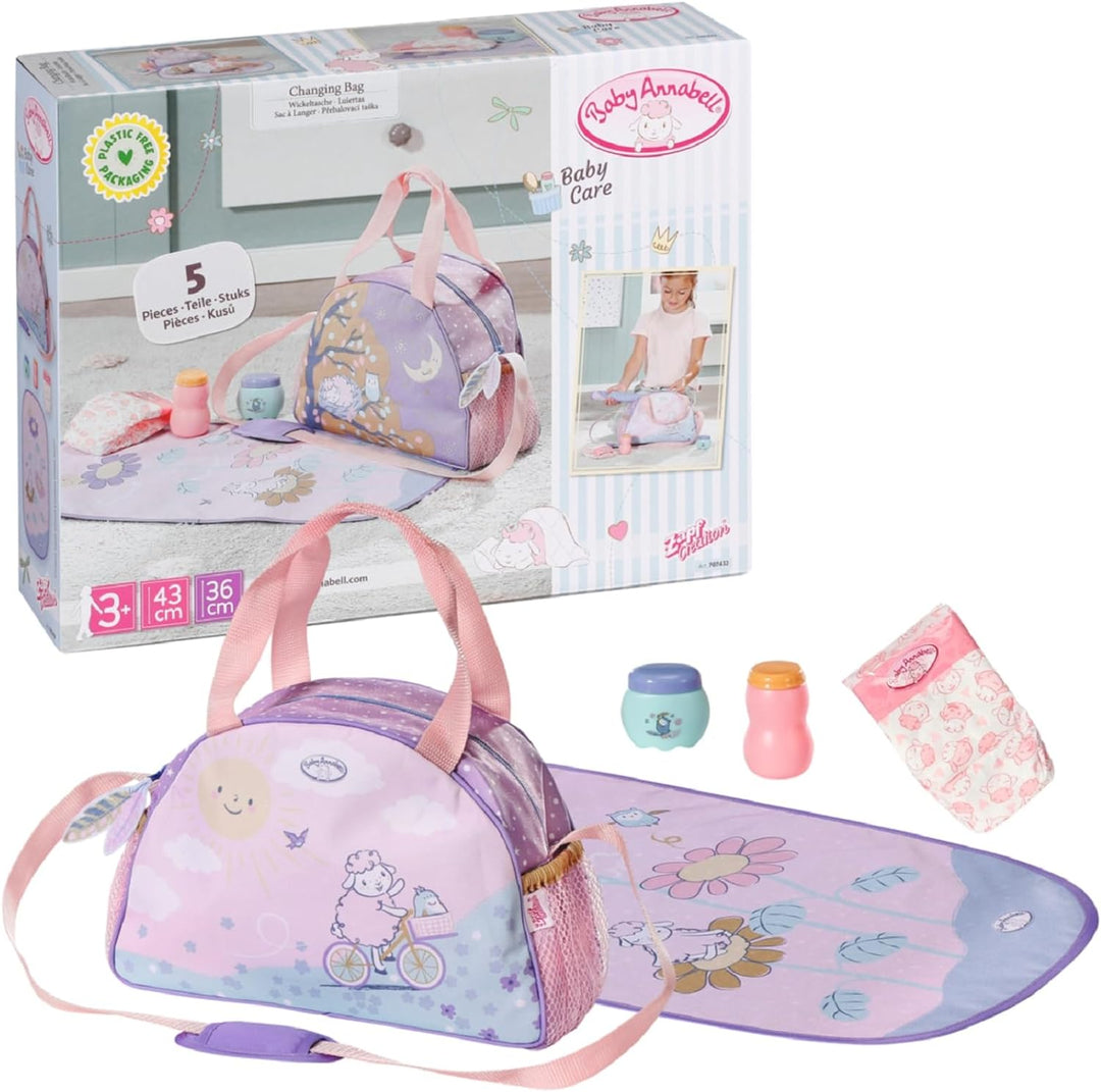 Baby Annabell Borsa fasciatoio DOLL, Puppenwickeltasche, Wickeltasche mit Wickelunterlage, Windel un