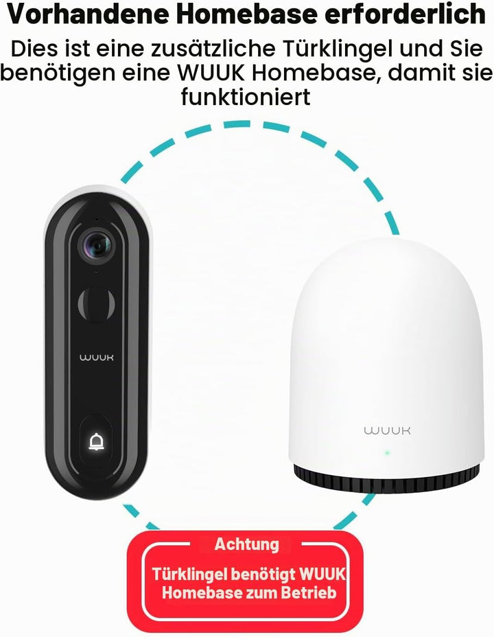 WUUK 2K HD WLAN Türklingel mit Kamera, Video Türklingel, Beidseitige Audiofunktion, Duale Bewegungse