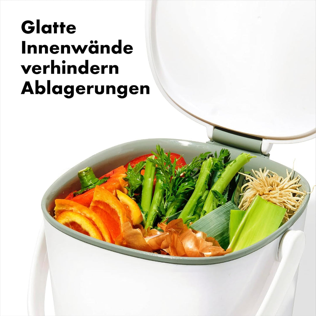 OXO Good Grips Komposteimer weiss – geruchsdichter Abfalleimer für die Küche – 2,8 l 2.8L Weiss, 2.8