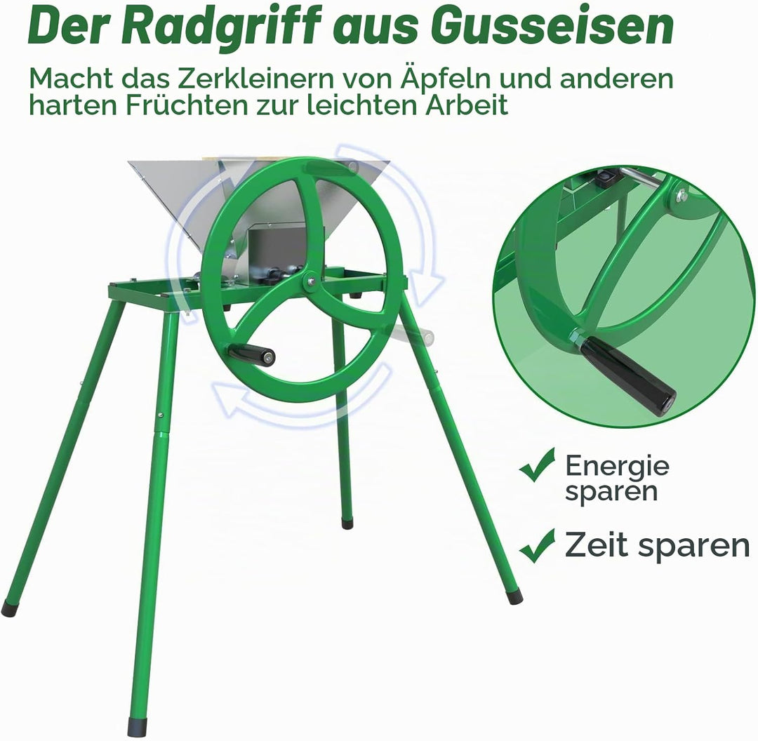 SQUEEZE master 7L Obstmühle Mit Ständer Obstmuser Obsthäcksler Beerenmühle mit Handkurbel mit Edelst