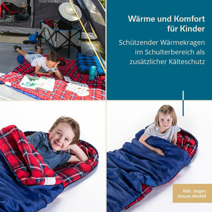 Skandika Dundee Junior Kinderschlafsack | Outdoor Camping Schlafsack für Kinder, Flanell-Innenfutter