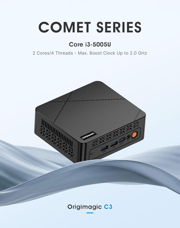 C3 Mini PC Core i3 5005U (bis zu 2,0 GHz, 2C/4T), 8 GB DDR3 RAM 512 GB SSD, Dual Display/W10 Pro/WiF