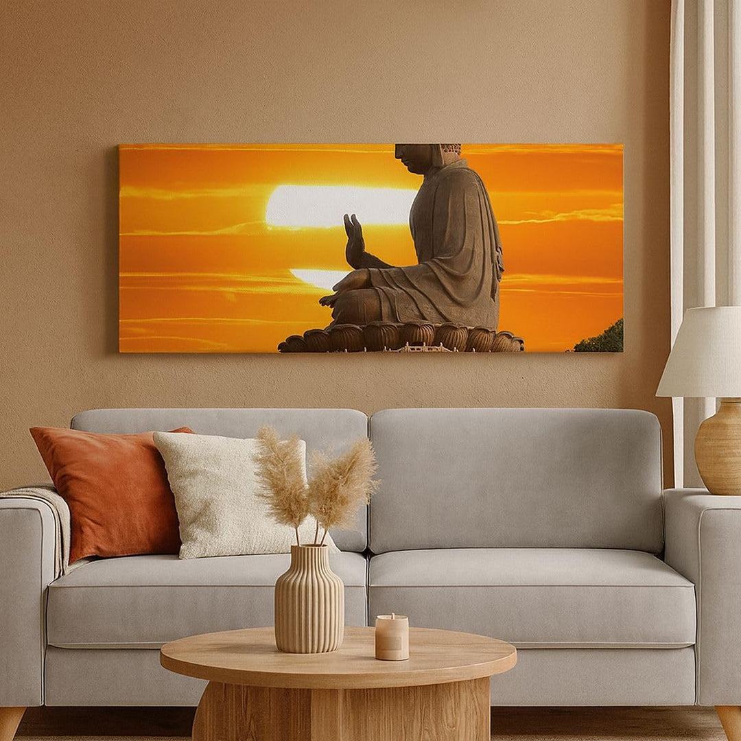 Wandbilder Dekoration Wohnzimmer tempel buddha Panorama Bilder auf Leinwand 120x50cm Leinwandbild mi