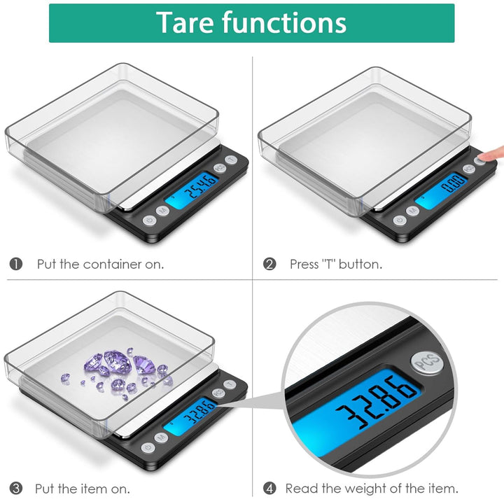 Feinwaage 0,01g/500g, ORIA Digitale Briefwaage, Goldwaage Schmuckwaage Laborwaage Grammwaage Münzwaa