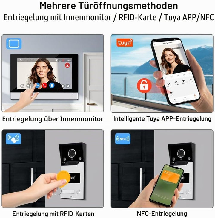 TUYA WiFi Video Intercom Türklingel Eingangssystem 7inch 1080P HD Verdrahtete Video Türklingel Kamer